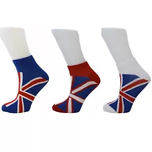 Union Jack British Flag Trainer Low Cut Unisex Novelty Fun Gift Socks - Picture 1 of 5