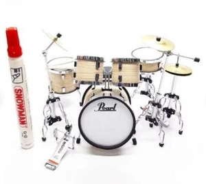 Mini Natural Beige Scale 1:12 Miniature Drum Set Instrument Musical Display Gift - Picture 1 of 5