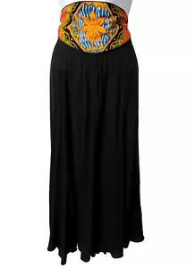 Dorothy Schoelen Witchy Maxi Skirt 8 Broomstick Flowy Wide Belt Black VTG 90s - Picture 1 of 9