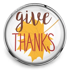 Acción de Gracias Snap Jewelry Ginger Charm 18MM Give Thanks Autumn Holiday Button - Imagen 1 de 9