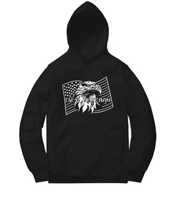 Eagle With American Flag I Am A Veteran Unisex Sweater Jacket Pullover Hoodie - Picture 1 of 5