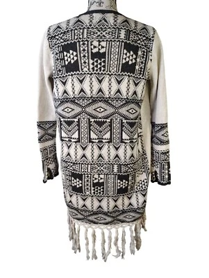 Cárdigan Suéter Odd Molly Gris Blanco Algodón Tejido Geométrico Gran Tamaño Pequeño Boho Foto 1 de 4