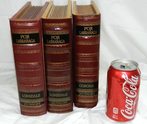 3 Por Larranaga Solid Wood Vintage Empty Hinged Handsome BOOK SHELF Cigar Boxes - Picture 1 of 10