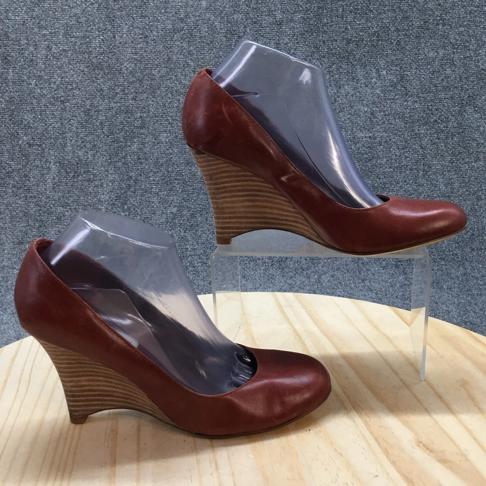 Steve Madden Tacones Mujer 8.5 M Sorge Bomba Cuña Cuero Marrón Punta Redonda Informal Foto 1 de 4