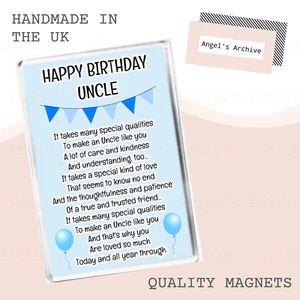 HAPPY BIRTHDAY UNCLE ✳ SENTIMENTAL POEM ✳ KEEPSAKE VERSE ✳ FRIDGE MAGNET ✳ GIFT - Picture 1 of 1