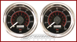 Viair (2) 160 PSI Air Pressure Gauges 2" BLACK Dual Needle Air Bag Suspension - Picture 1 of 7