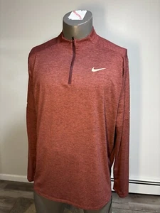 NIKE Running Men Heather Maroon XL Dri-Fit Quarter Zip Pullover Reflective - Picture 1 of 3