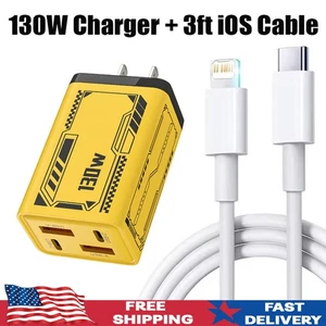 Cargador rápido escalable 130 W + cable de 3 pies para teléfono adaptador Samsung/iPhone - Imagen 1 de 14