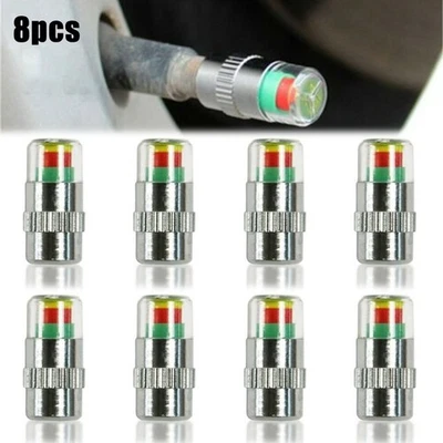 8Pc New Car Tire Pressure Monitor Valve Cap W/Sensor Indicator 3-Color Eye - Image 1 of 4