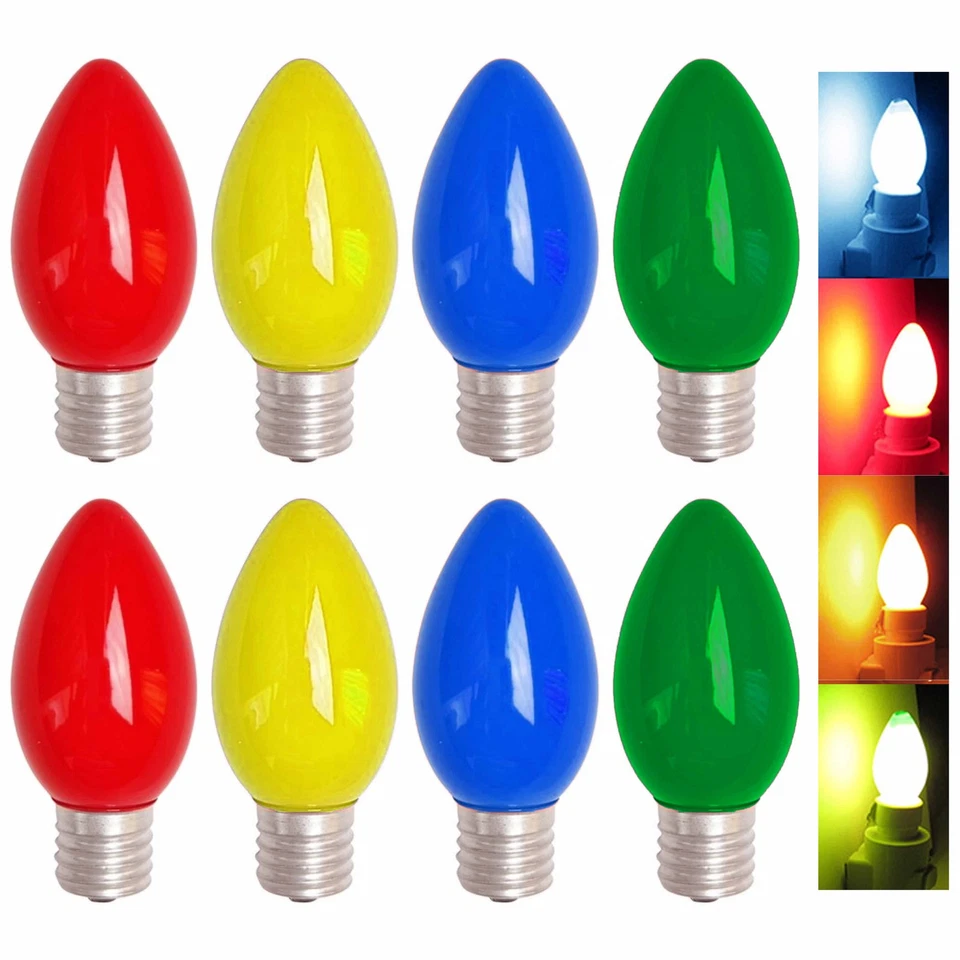 ATB 8 Color Night Light Bulbs 5w 120V Red Blue Green Yellow Lighting Candelabra Base