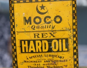 frühe MARSHALL OIL CO. MOCO REX 2 Pfund HARTÖL alte Auto & Dreschmaschine Blechdose - Bild 1 von 10