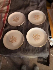 Vintage Homer Laughlin Golden Wheat 22K Gold Saucer Set Of 4 - Picture 1 of 2