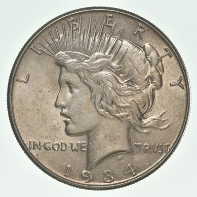 (1) BU 1934 (P) Peace Silver Dollar $1 Unc MS 90% - Philadelphia Mint - Image 1 of 4