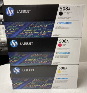 Juego de 3 nuevos tóneres genuinos HP 508A negro AMARILLO MAGENTA CF360A CF362A CF363A - Imagen 1 de 4