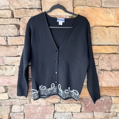 VTG Pendleton Black Wool Button Up Cardigan Sweater Women's Academia - Image 1 of 4