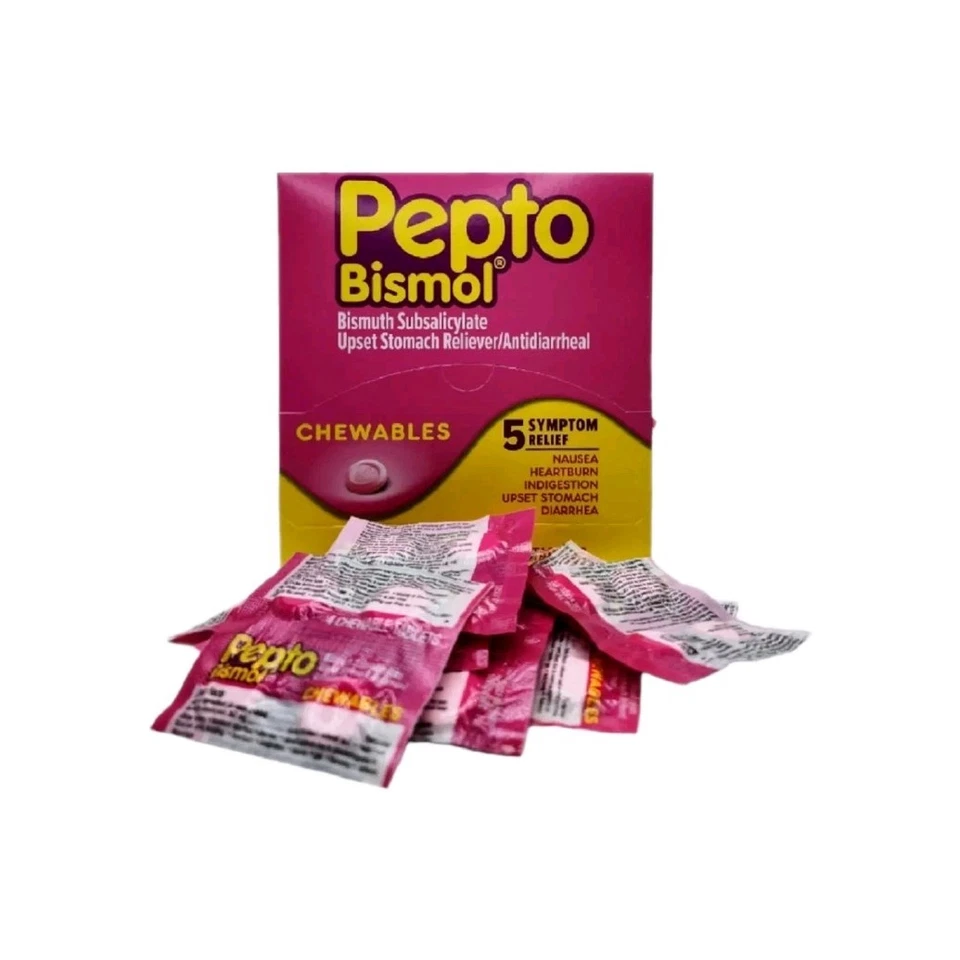 Dispensador Masticables Pepto Bismol - 32 Paquetes de 4 Tabletas Cada uno - Envío Gratis Foto 1 de 4