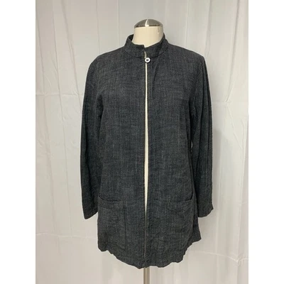 Eileen Fisher Linen Blend Single Button Jacket Gray Small Minimalist Career - Image 1 of 4