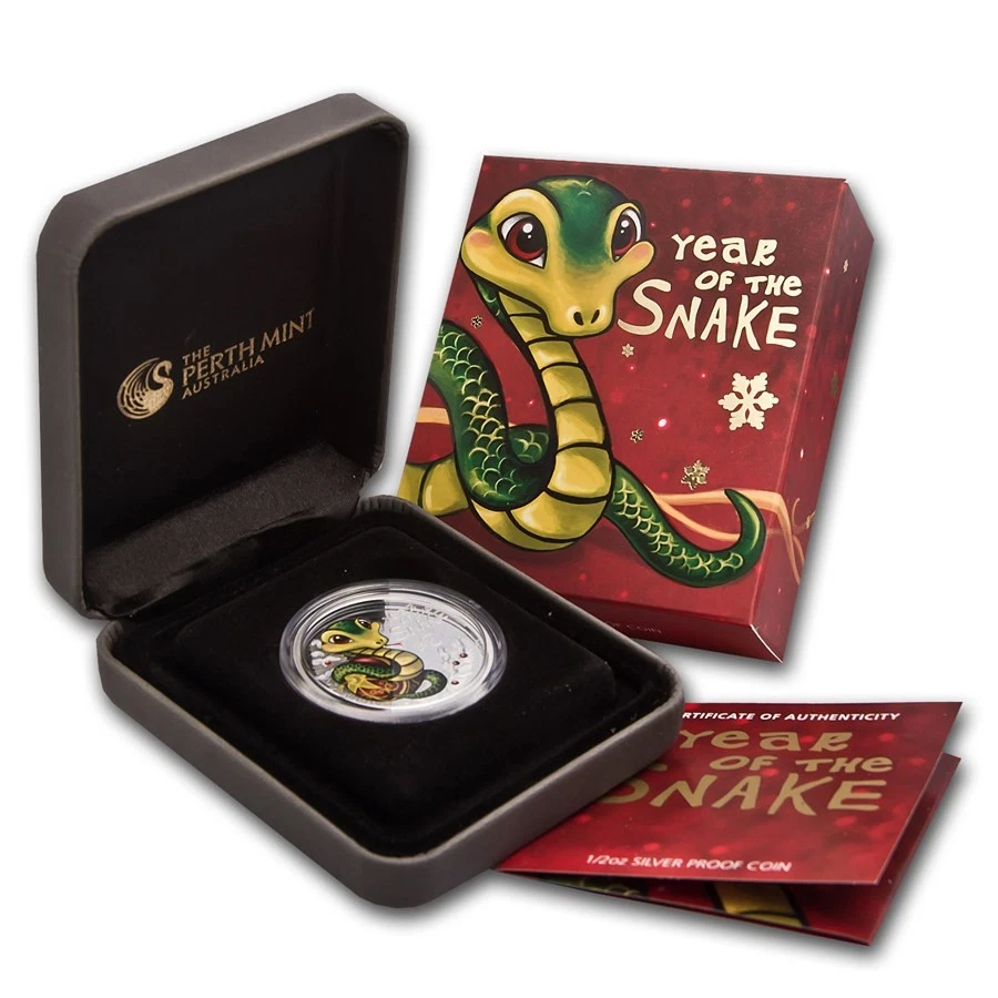 2013 Tuvalu 1/2 oz 999 Silver Baby Snake Proof Coin Complete Box & COA - Image 1 of 1
