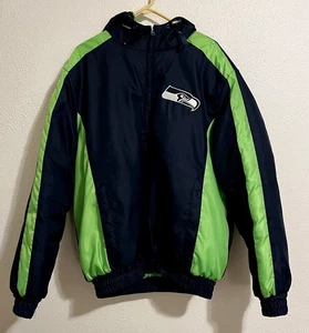 Vintage NFL Seattle Seahawks Bomber Winter Puffer Jacket Football Coat X-Large - Picture 1 of 8