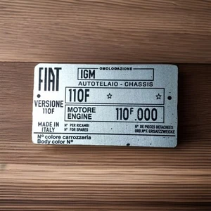 Typenschild FIAT 500 Schild id plate cinquecento 110 F 110F s51 Oldtimer - Picture 1 of 1