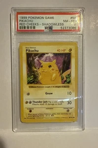 1999 Pokemon Game Pikachu Red Cheeks Shadowless #58 PSA 8 NM-MT - Picture 1 of 2