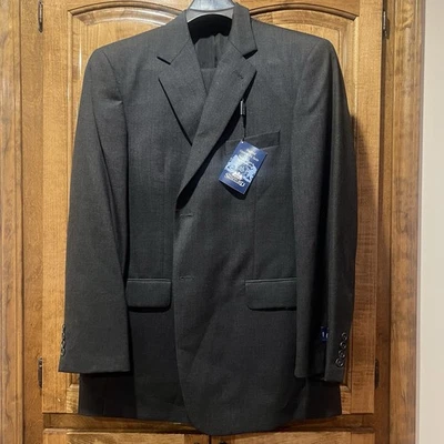 Stafford 42R 36x32 Gray Wool Mens Coat Jacket Pants Suit - Image 1 of 4