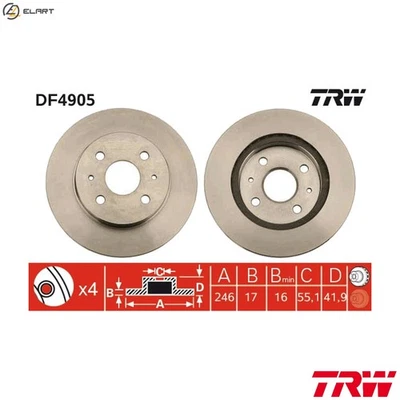 2x BRAKE DISC DF4905 FOR SUBARU DAIHATSU 1KR-FE 1.0L 3cyl JUSTY IVK3-VE 1.3L - Image 1 of 4