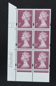 1996 1p Crimson Cyl 1 No Dot 2mm Varnished Bands White Gum Blue Fluor U69A U/M - Picture 1 of 1