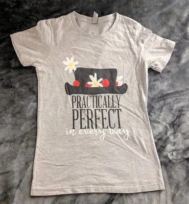 Disney's Mary Poppins Practically Perfect In Every Way Gray T-Shirt Size Small - Image 1 of 4