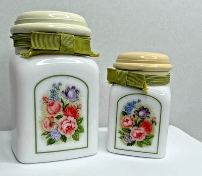 复古雅芳乡村花园粉袋套装天堂鸟罐 20 世纪 70 年代 — 第 1/4 张图片