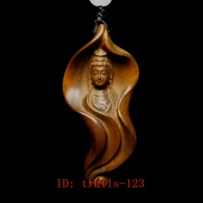 Antigua estatua china de boj tallada a mano de 2,3 pulgadas Avalokitesvara KWAN-YIN Netsuke Foto 1 de 4