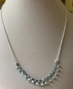 Threaded & Sterling Silver Chain 18" Necklace with Blue Topaz & Iolite Beads - Picture 1 of 5