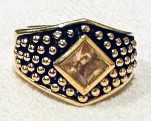 *Rare* Lia Sophia "Sunscape" Gold Beads Orange Cubic Zirconia Stone Ring Size 7 - Picture 1 of 4