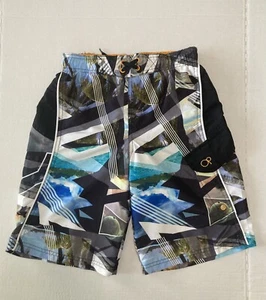 Boys Swim Trunks Shorts OP Ocean Pacific sz 10-12 Elastic Waist Abstract Print - Picture 1 of 8
