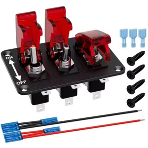 Car Toggle Switch Panel 12V 20A 3 Gang with Quick Off Cover for Racing Spot New - Picture 1 of 11