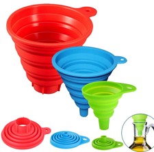 Kitchen Funnels for Filling Bottles, BREEZO 3PCS Silicone Collapsible Funnels...