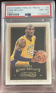 2013 Kobe Bryant  Panini Timeless Treasures GOLD  #5/10 PSA 8 (Pop 1)