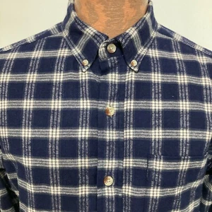 Camisa de manga larga RedHead M azul a cuadros de franela de algodón con botones - Imagen 1 de 4