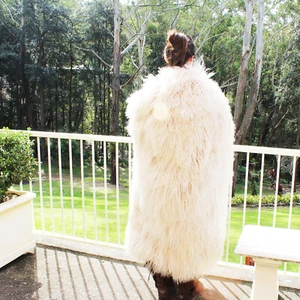 Mongolian Sheepskin hide Rugs Pelt Long Fur Sofa Throw Bedspread White 100x200cm - Picture 1 of 12