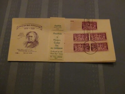 US # 1022 American Bar 3C Set Of 5 Pent Arts Cachet Unadd FDC W/Label  #10  - Image 1 of 4