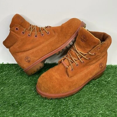 Timberland Youth Big Kids 6 Suede Boots Dark Rust Orange A1BKS 6 inch Ankle Boot - Image 1 of 4