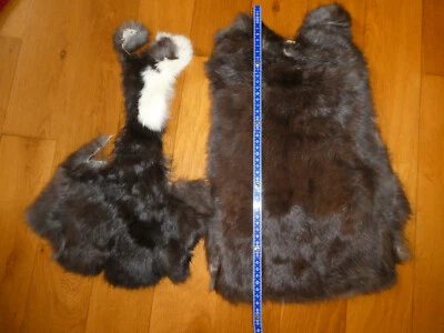 Kaninchenfell 47x30cm 2 Stk. Kanin Pelz Kaninchen Fell Hasenfell braun groß Hase - Bild 1 von 4