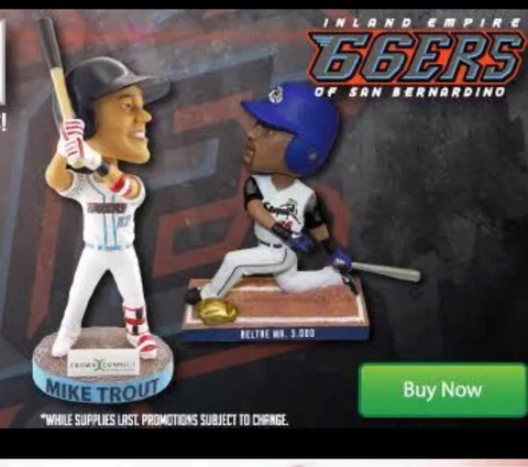 Mike Trout Bobblehead IE 66ers SGA 5/26/18 Angels Limited Edition Giveaway Rare Cover