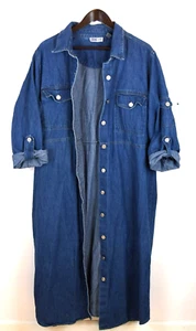 Adriana Spot Long Jean Denim Shirt Dress Button Front Elbow Sleeve Size 20W - Picture 1 of 8