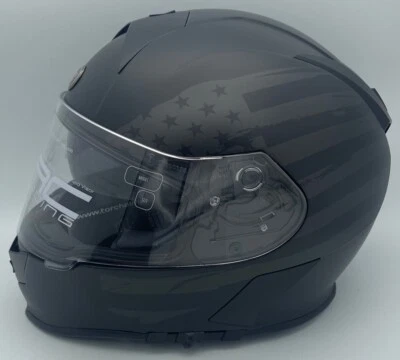 Casco Torc T14b Bluetooth Audio Cara Completa Bandera Plano Negro Grande Caja Abierta  Foto 1 de 4