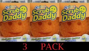 3x THE ORIGINAL Scrub Daddy Non-Scratch FlexTexture Dish Sponge ORANGE 3 PACK