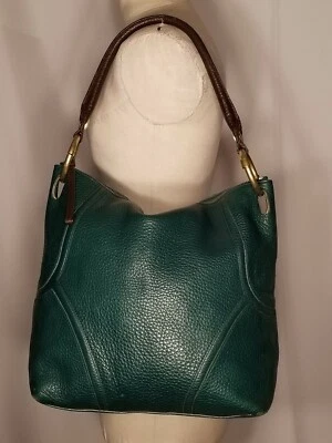 Large Kenneth Cole Green Leather Hobo Bag 13x4x13 inches. Zippered Closure. One  - Image 1 of 4