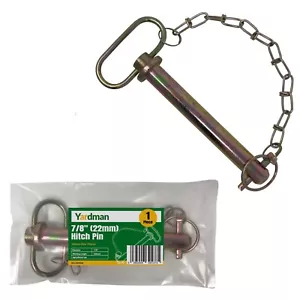 YARDMAN Hitch Pin 7/8" (22mm) - Agricultural Trailer Tow Bar Pin with Chain - Picture 1 of 5