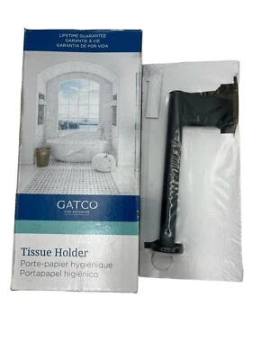 Soporte de papel higiénico Gatco Bleu Euro de un solo poste en negro mate Foto 1 de 2