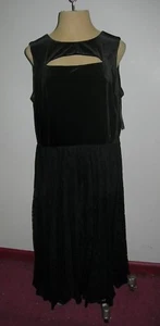 Lane Bryant Black Velvet & Pleated Lace Midi Dress 24 Fits 24W 2X 3X - Picture 1 of 4